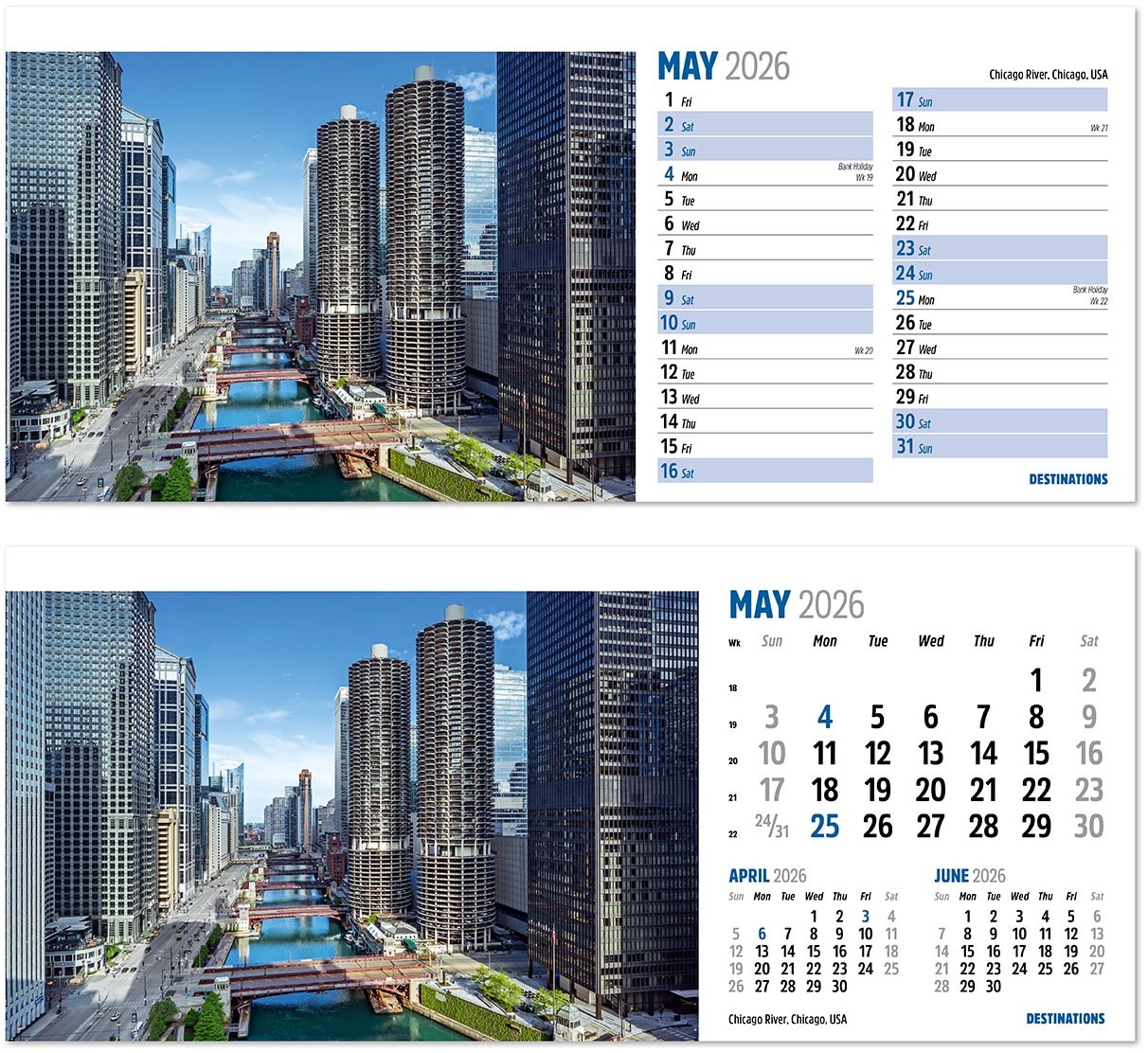 Destinations Desk Calendar