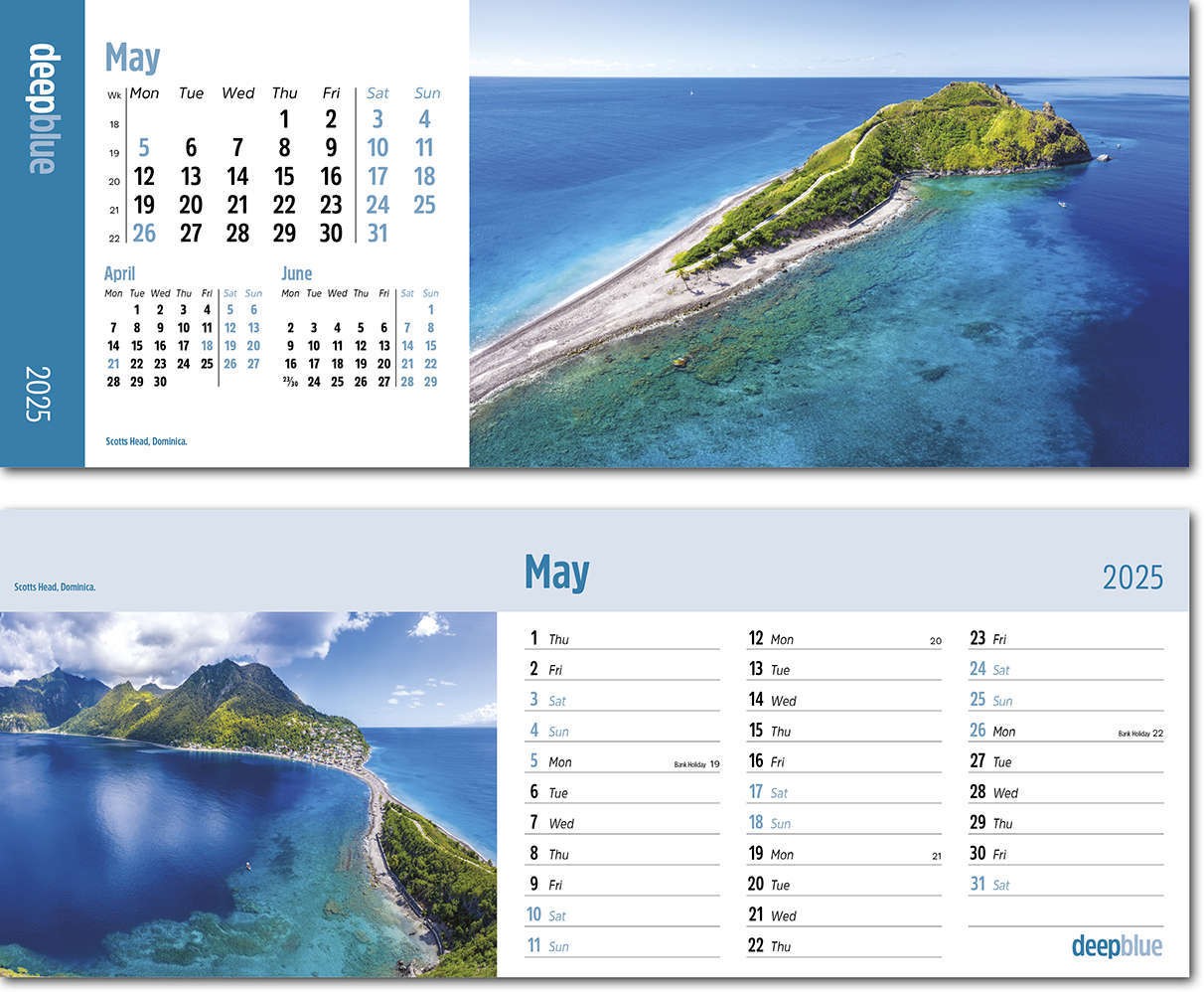 Deep Blue Note Station Desk Calendar