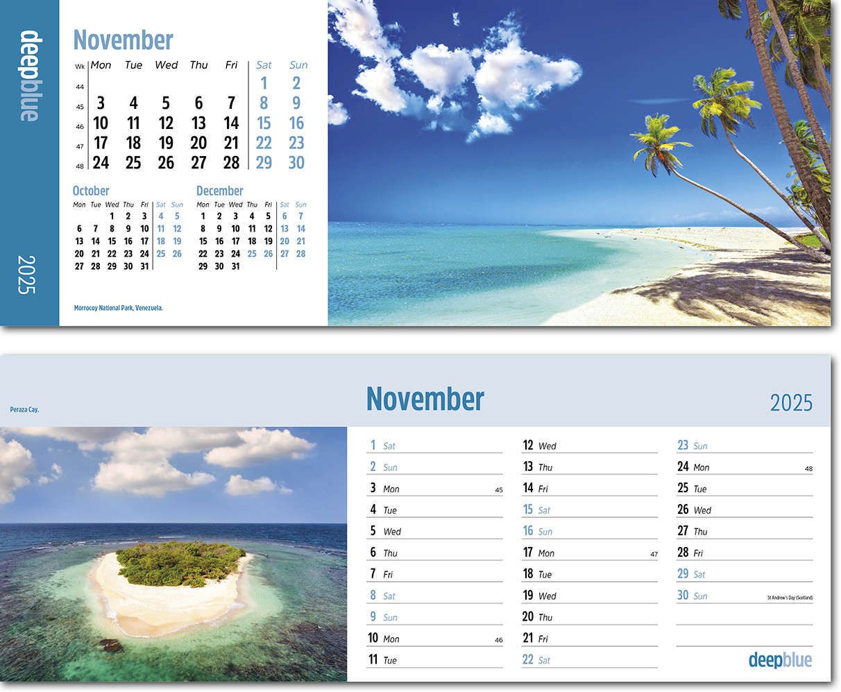 Deep Blue Task Station Desk Calendar