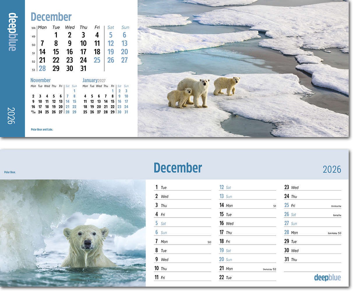 Deep Blue Desk Calendar