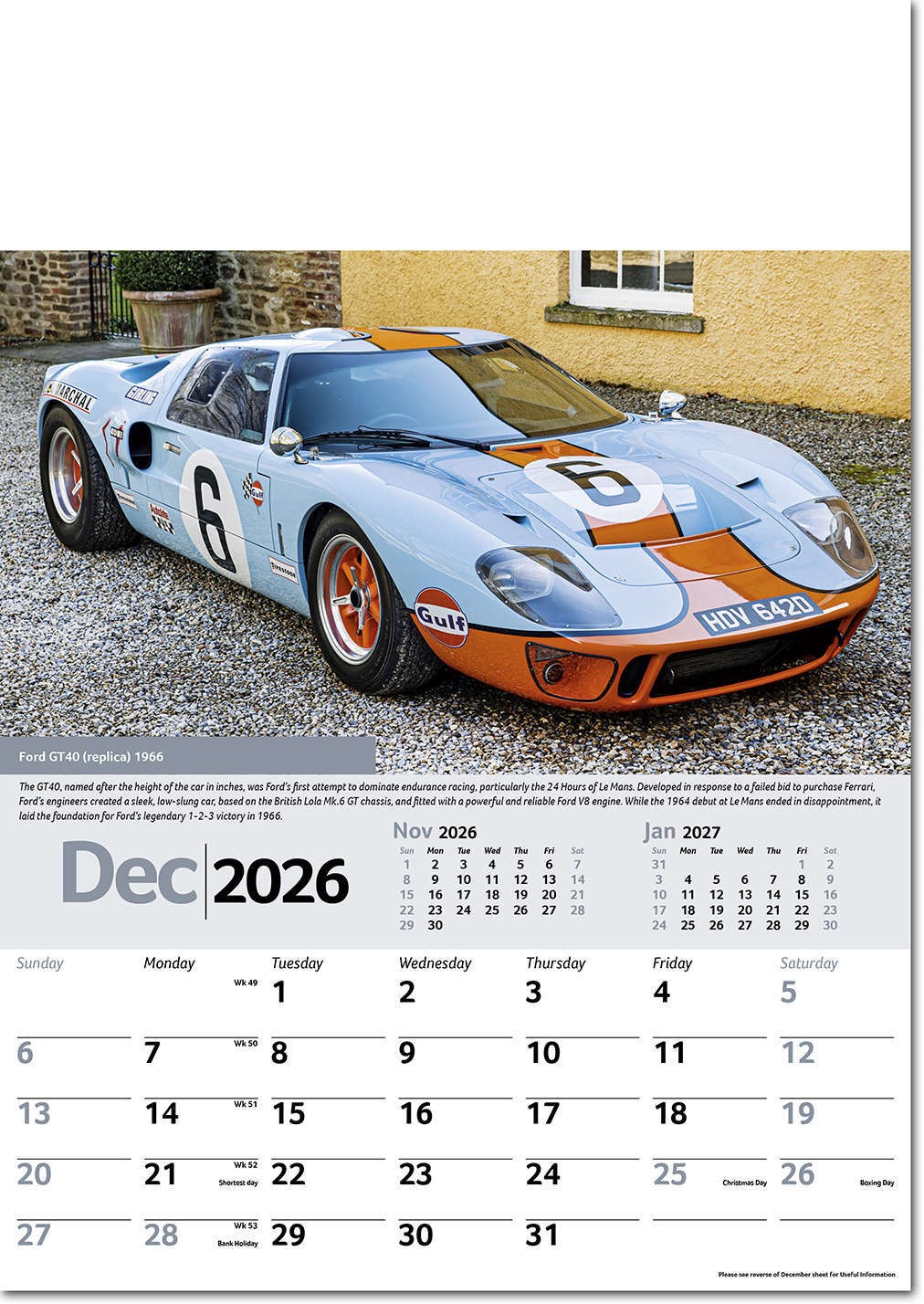 Collectors Cars Calendar