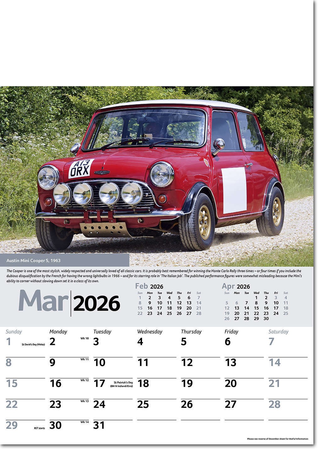 Collectors Cars Calendar